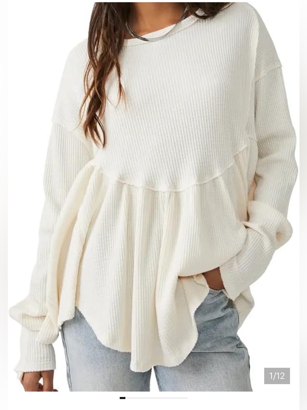 NWOT We the free oh my babydoll thermal top size XS